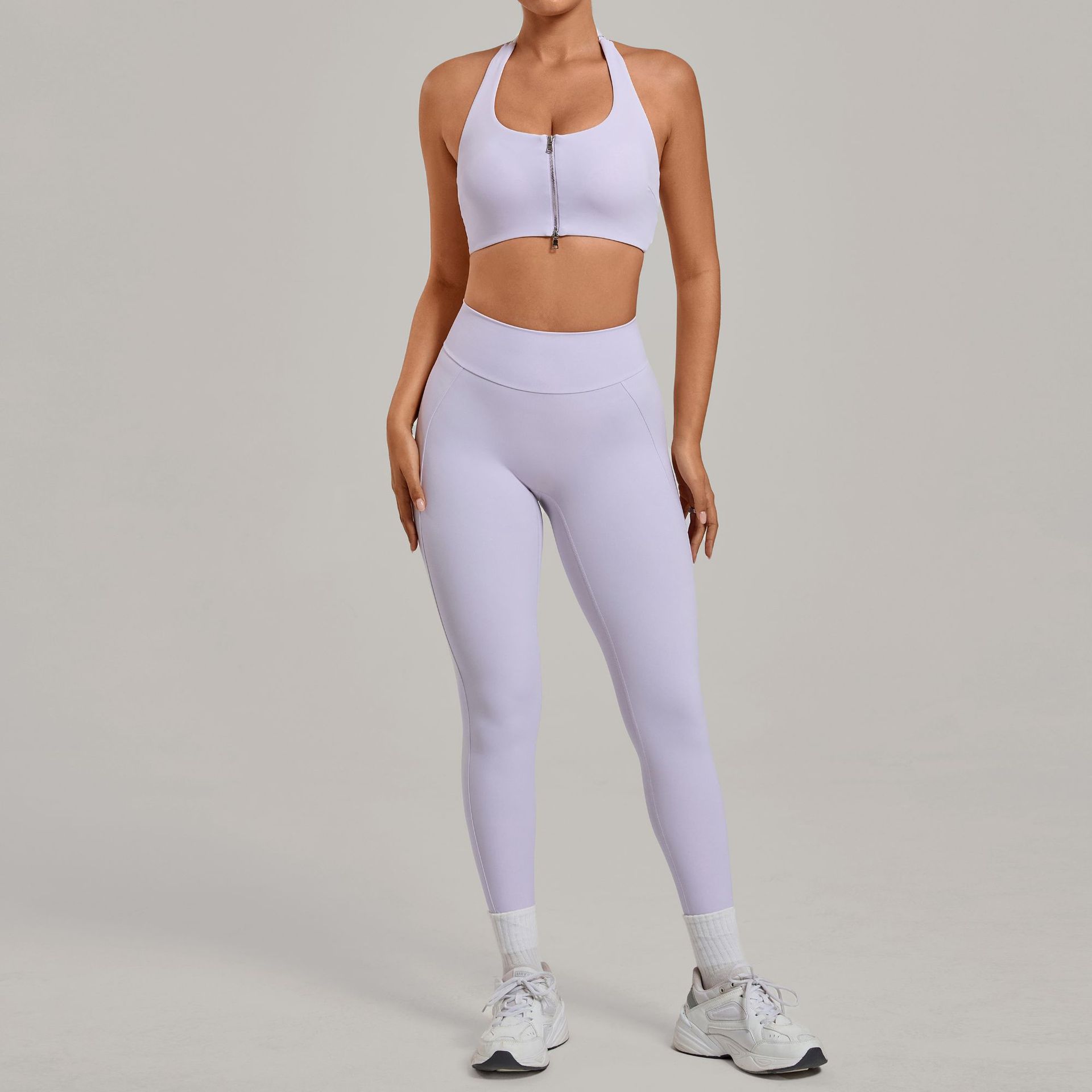 Women Halter Zip Sports Bra Hi - Pilates Yoga Legging ulasan dan harga