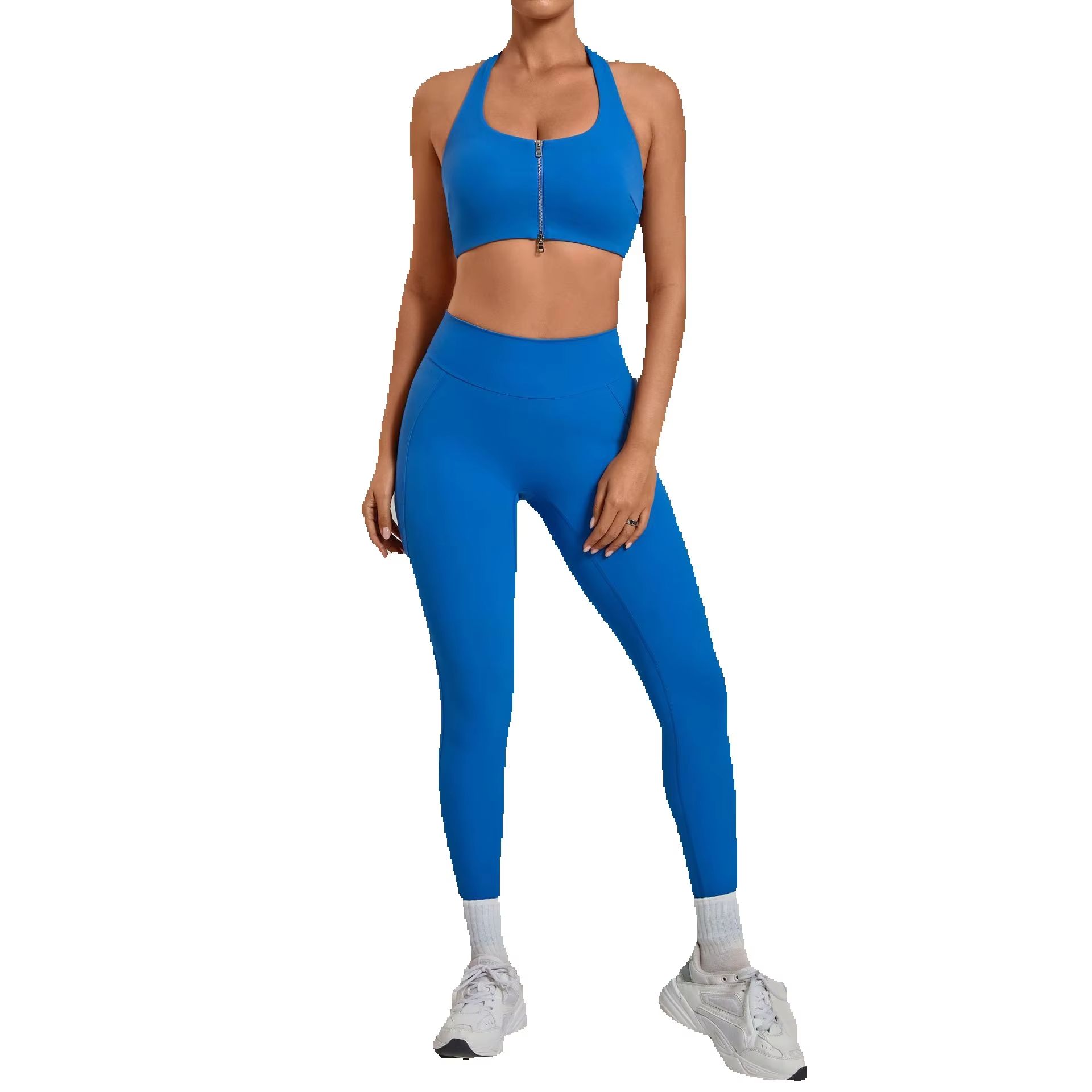 Women Halter Zip Sports Bra Hi - Pilates Yoga Legging ulasan dan harga