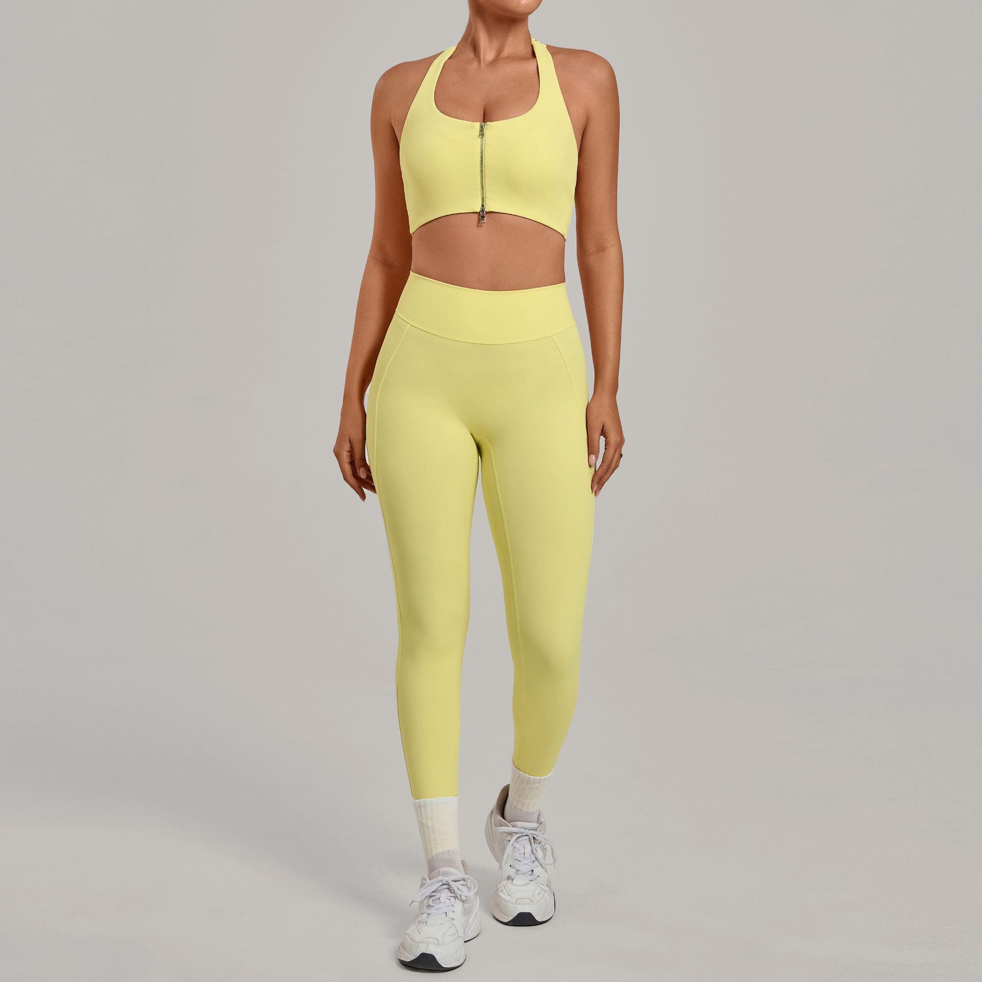 Women Halter Zip Sports Bra Hi - Pilates Yoga Legging ulasan dan harga